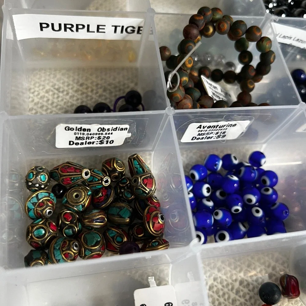Gemstone Bead Lot Natural Stone Fluorite Quartz Obsidian Amethyst Jewelry Making
